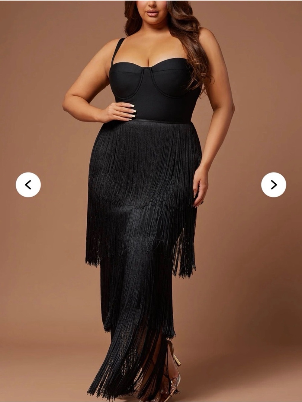 Fashion Nova Black Fringe Maxi Skirt